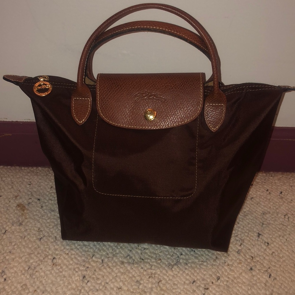Small chocolate brown Longchamp tote bag